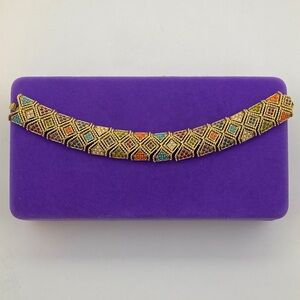💛 Vintage 22k Gold Plated D’Orlan Buried Treasure Bracelet | Colorful Enamel